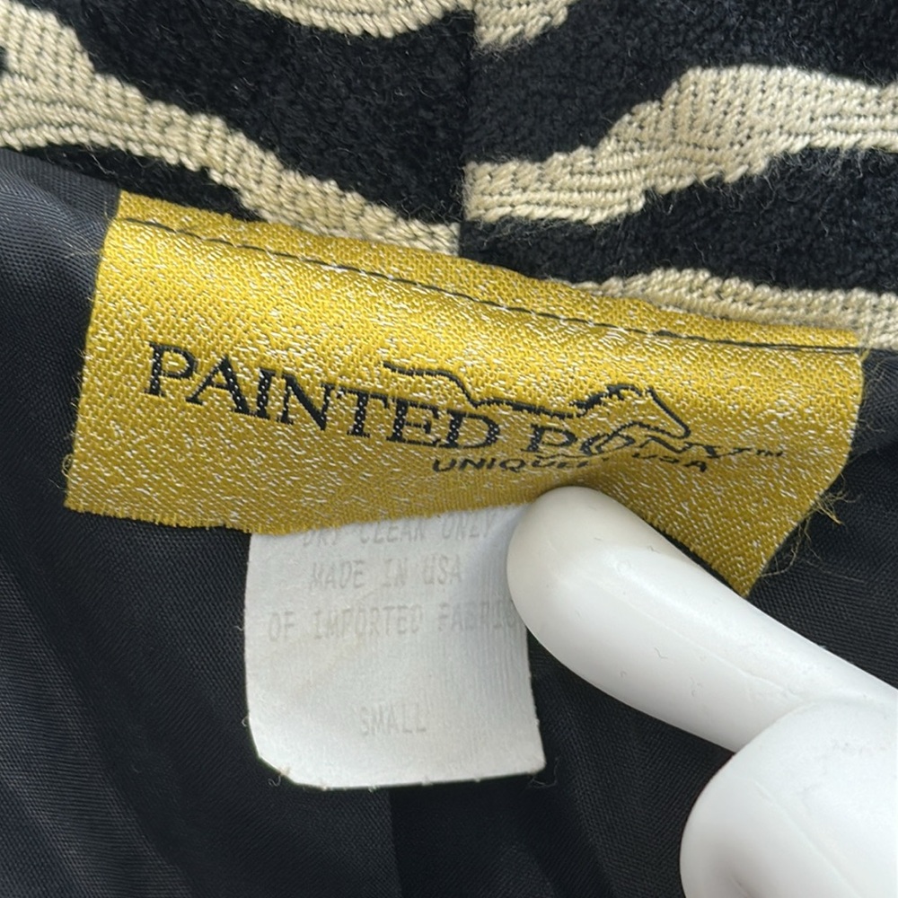 Vintage Painted Pony Zebra Animal Print Collared Button Up Jacket Womens Small - Picture 11 of 12